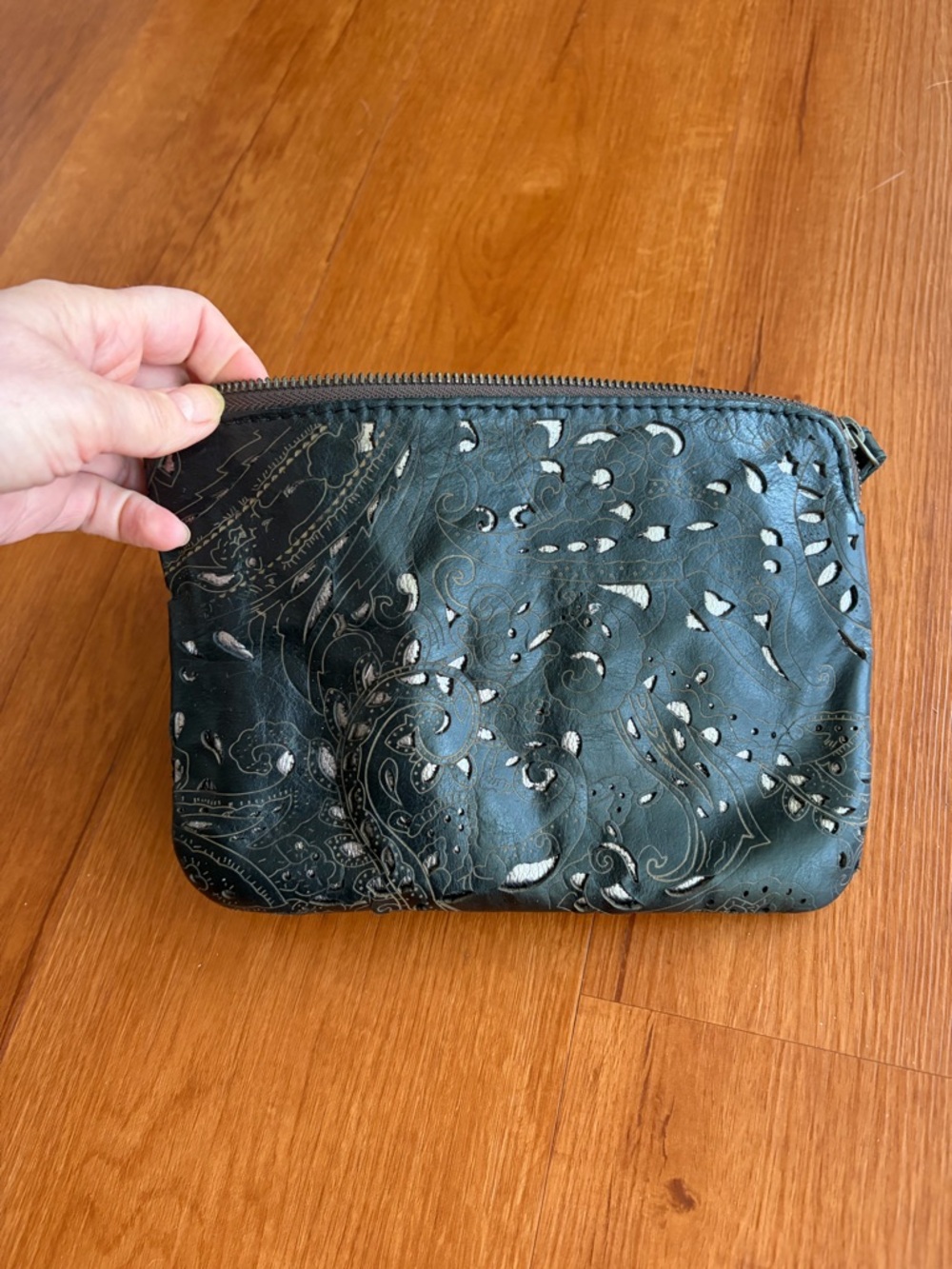 Patricia Nash Black Leather Wristlet